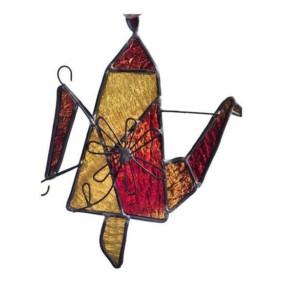 Handmade Stained Glass Suncatcher Tea Pot Kettle Watering Can Vintage - Picture 3 of 10